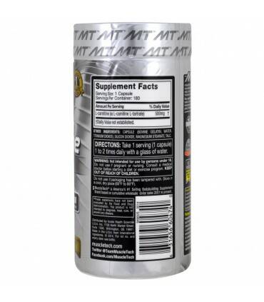 Platinum 100% carnitina de Muscletech 180 caps