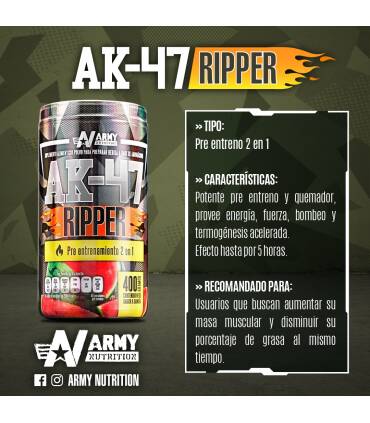 Ak 47 Ripped 2 en 1 de Army Nutrition sabor Gomitas